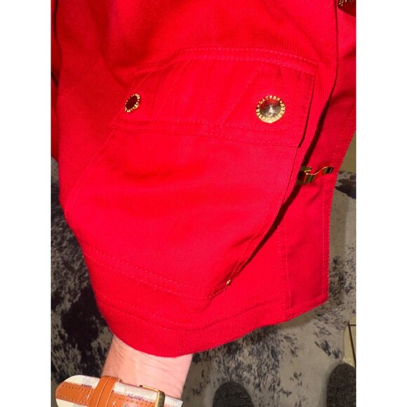 Lauren Ralph Lauren Red Cotton Jacket W/Gold Buckle Plus Size 1X Preppy Academic - Picture 11 of 13